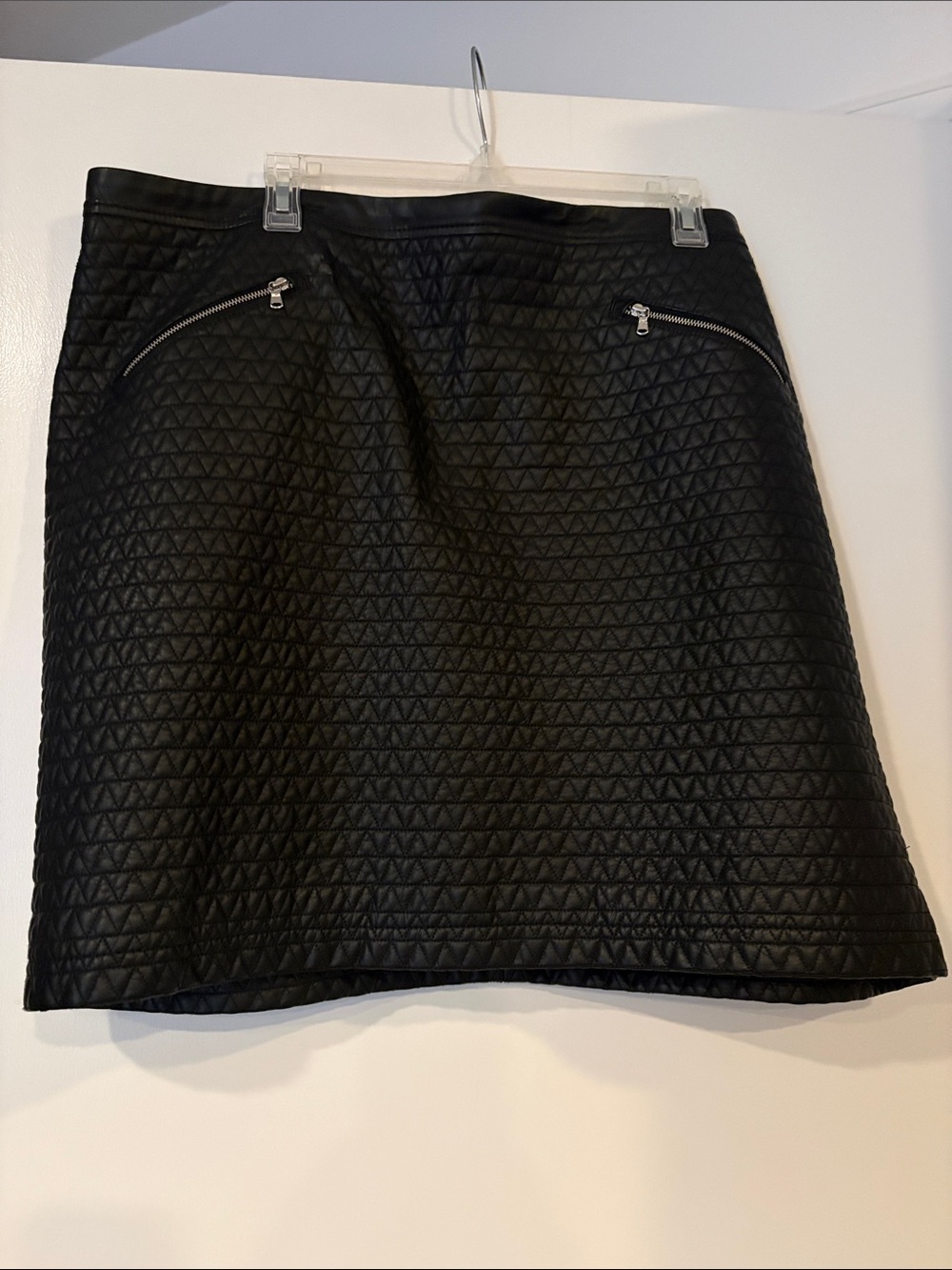 Harper Black Quilted A-Line Mini Skirt with Zip Pockets